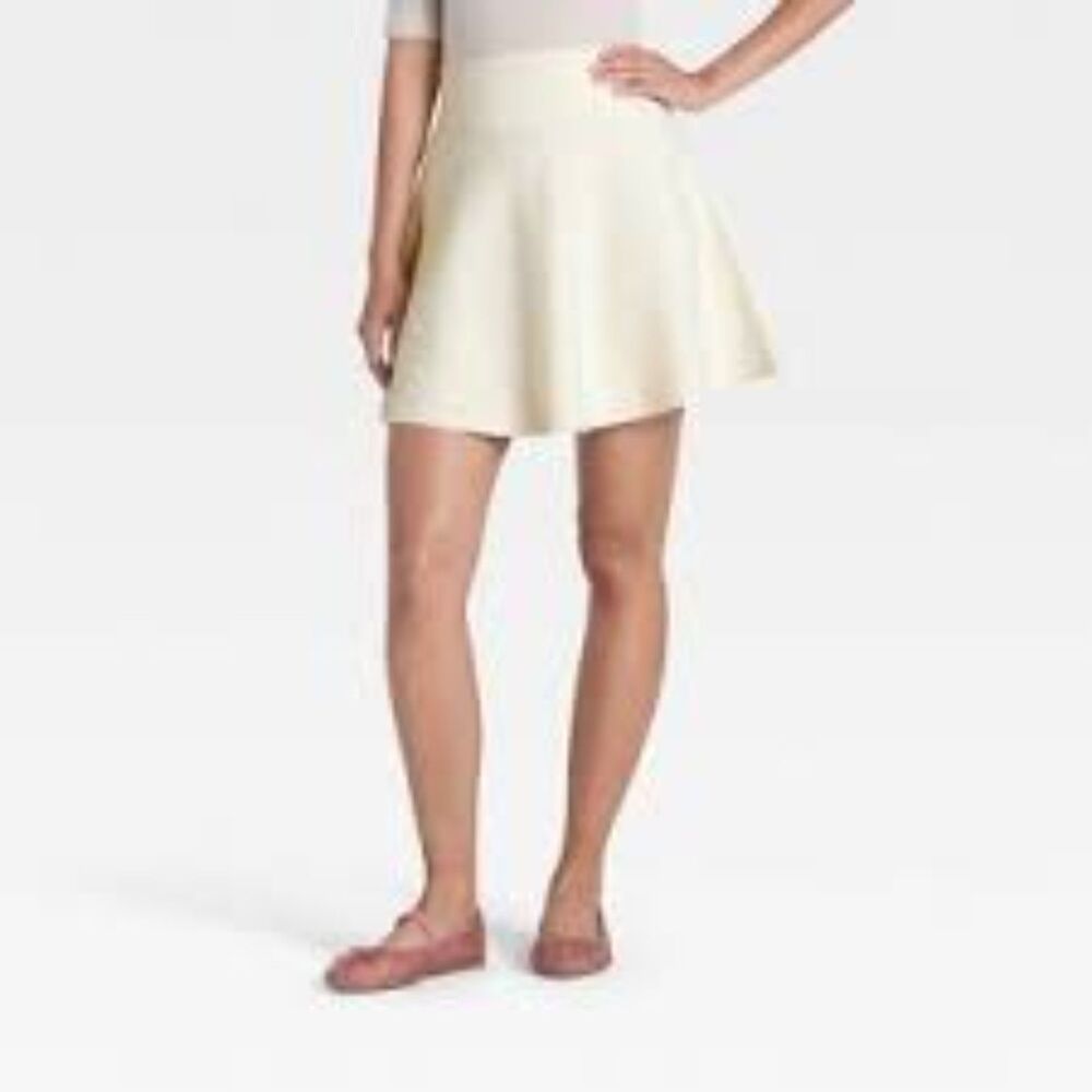 New NWT oatmeal Soft sweater Mini Skirt A New Day Large L Wide Band